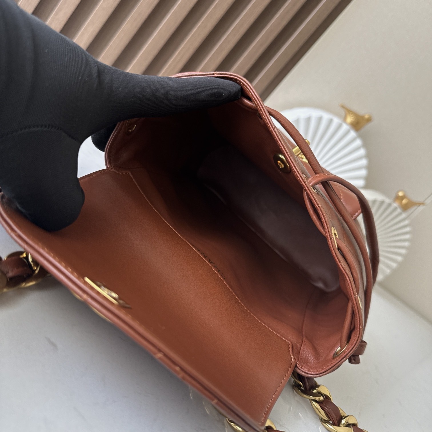 Chanel Rucksack Backpack in Soft Lambskin with Drawstring Closure for Handheld and Shoulder Carry