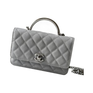 Chanel Top Handle WOC (Wallet on Chain) in Caviar Leather with Turn-lock Flap Closure for HandheldSh