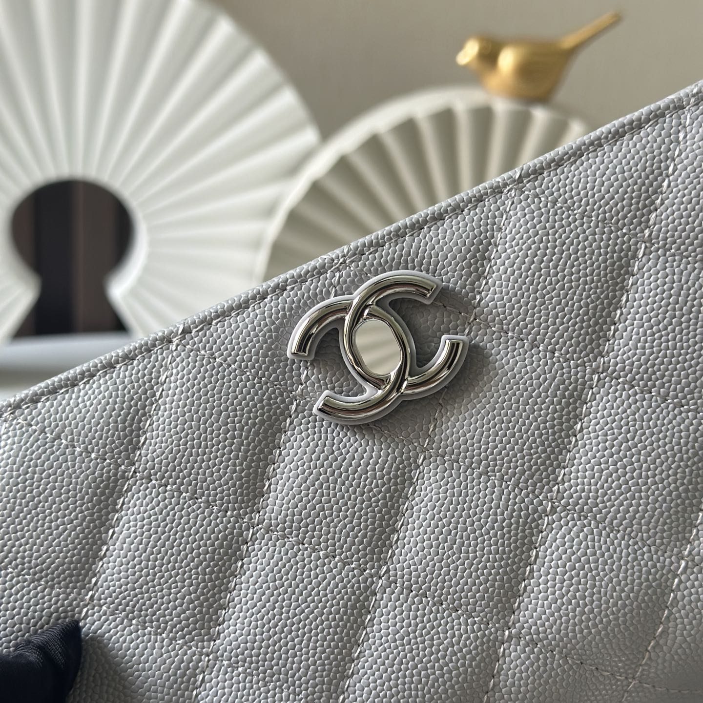 Chanel Top Handle WOC (Wallet on Chain) in Caviar Leather with Turn-lock Flap Closure for HandheldSh
