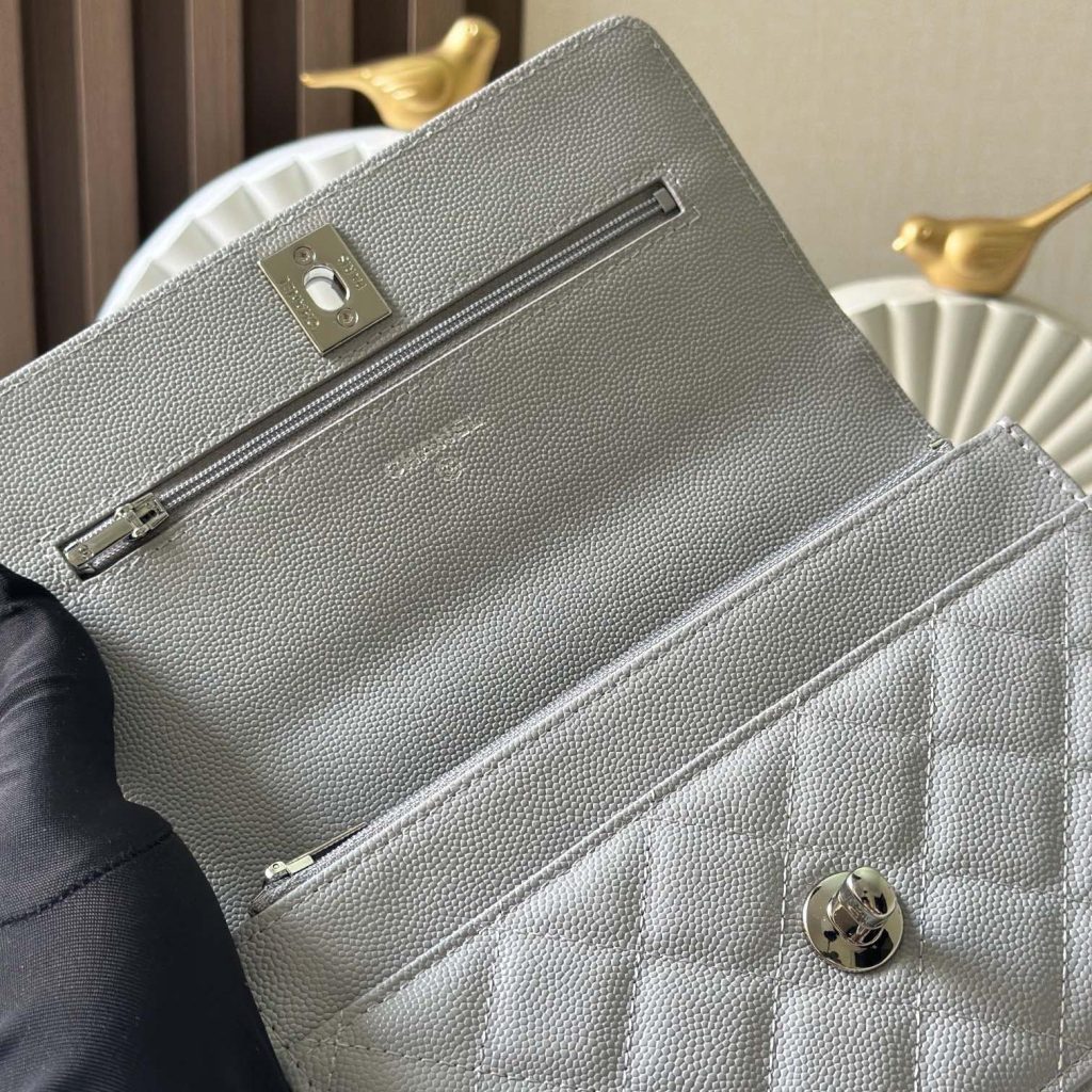 Chanel Top Handle WOC (Wallet on Chain) in Caviar Leather with Turn-lock Flap Closure for HandheldSh