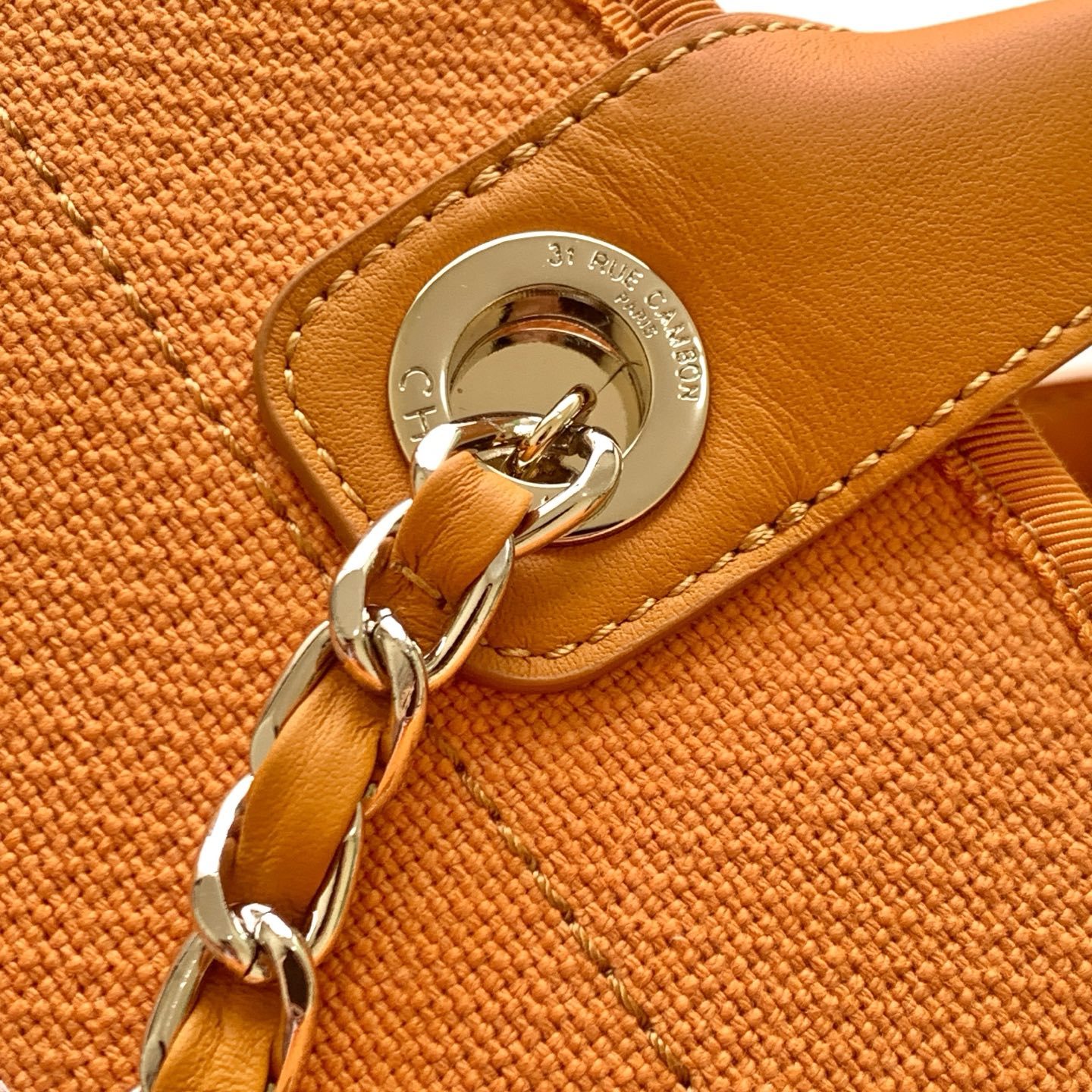 Chanel Gabriel A66941 in Cotton Canvas with Calfskin Trim and Zipper and Gold Hardware