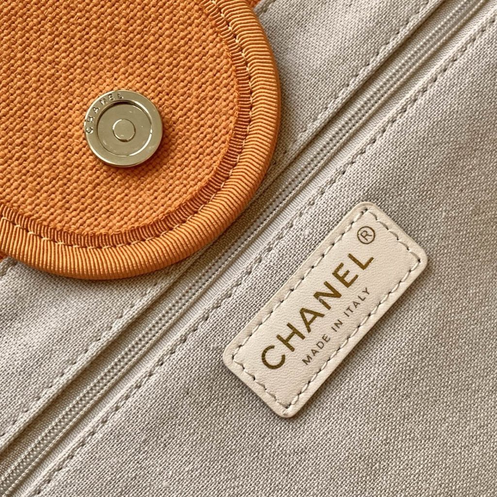 Chanel Gabriel A66941 in Cotton Canvas with Calfskin Trim and Zipper and Gold Hardware