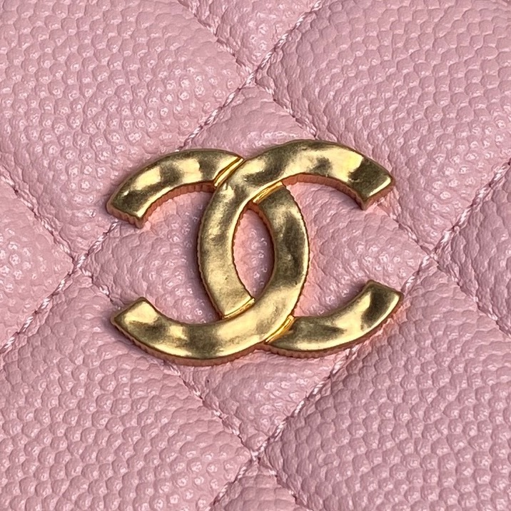 Chanel Moon Bag Mini in Caviar Leather with Zipper and Pearl Chain for Handheld Shoulder Carry