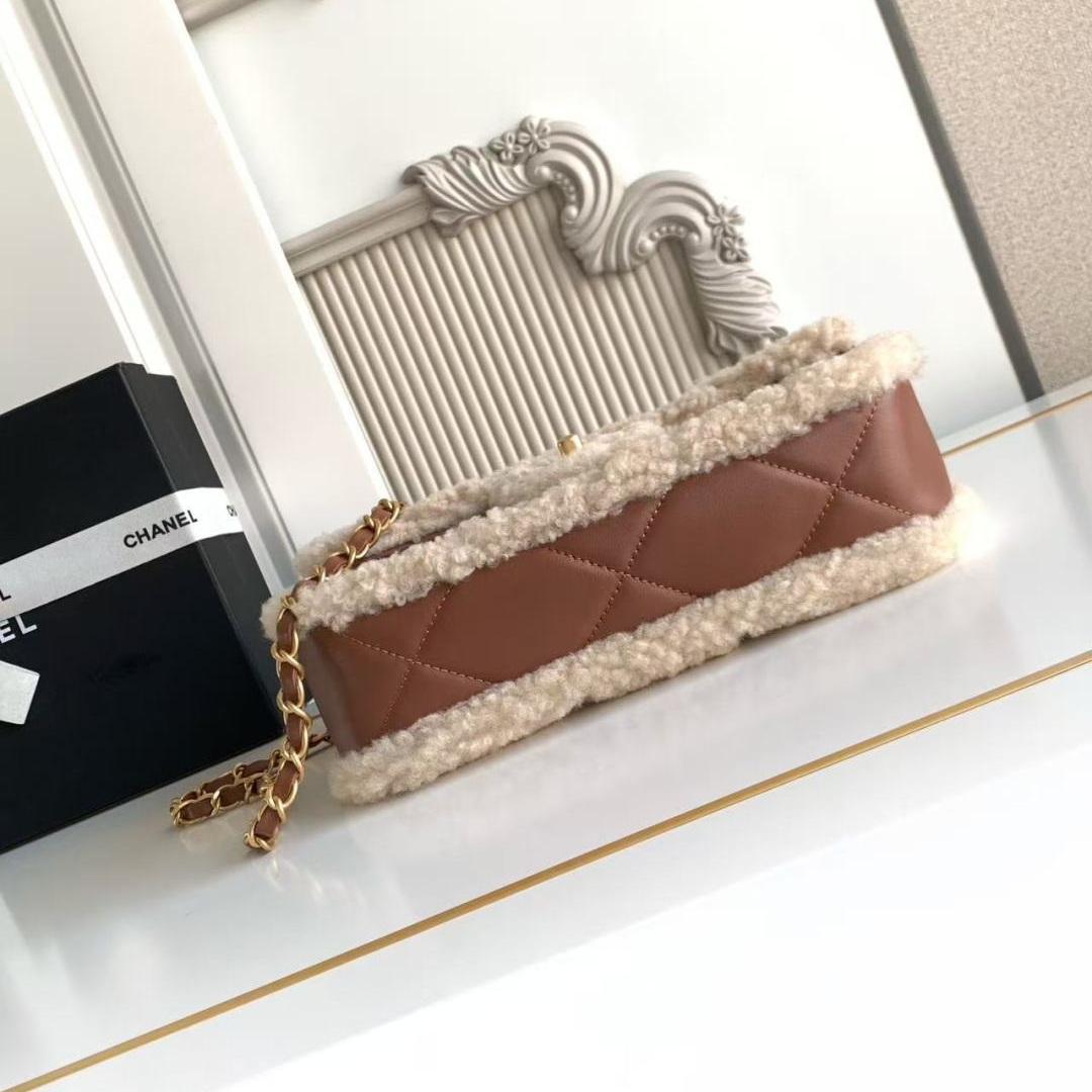 Chanel Classic Flap in Shearling and Lambskin with Turn-lock for Shoulder Crossbody Carry