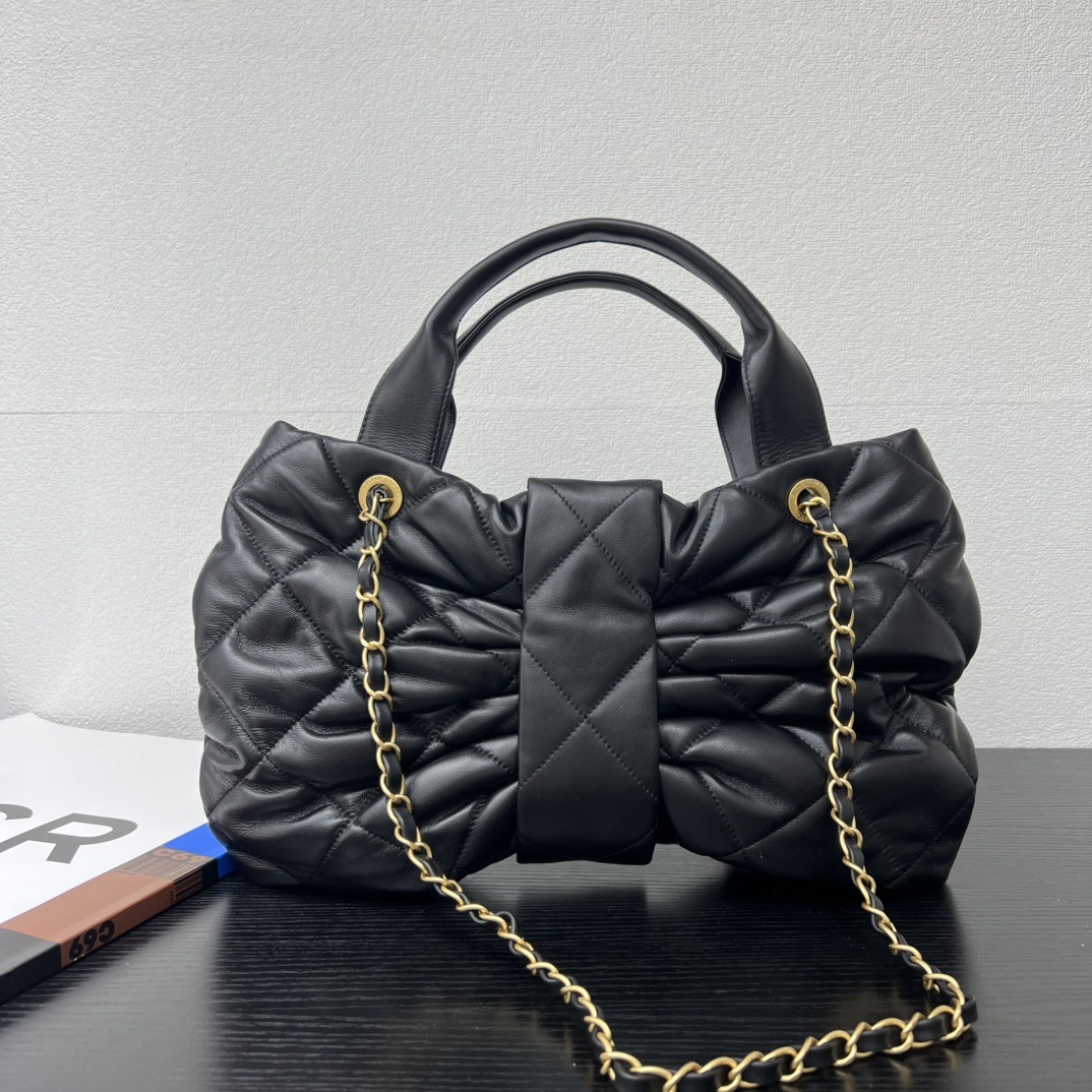 Chanel 25K Roulis Bow Hobo Medium in Lambskin with Magnetic Snap for Handheld Shoulder Carry