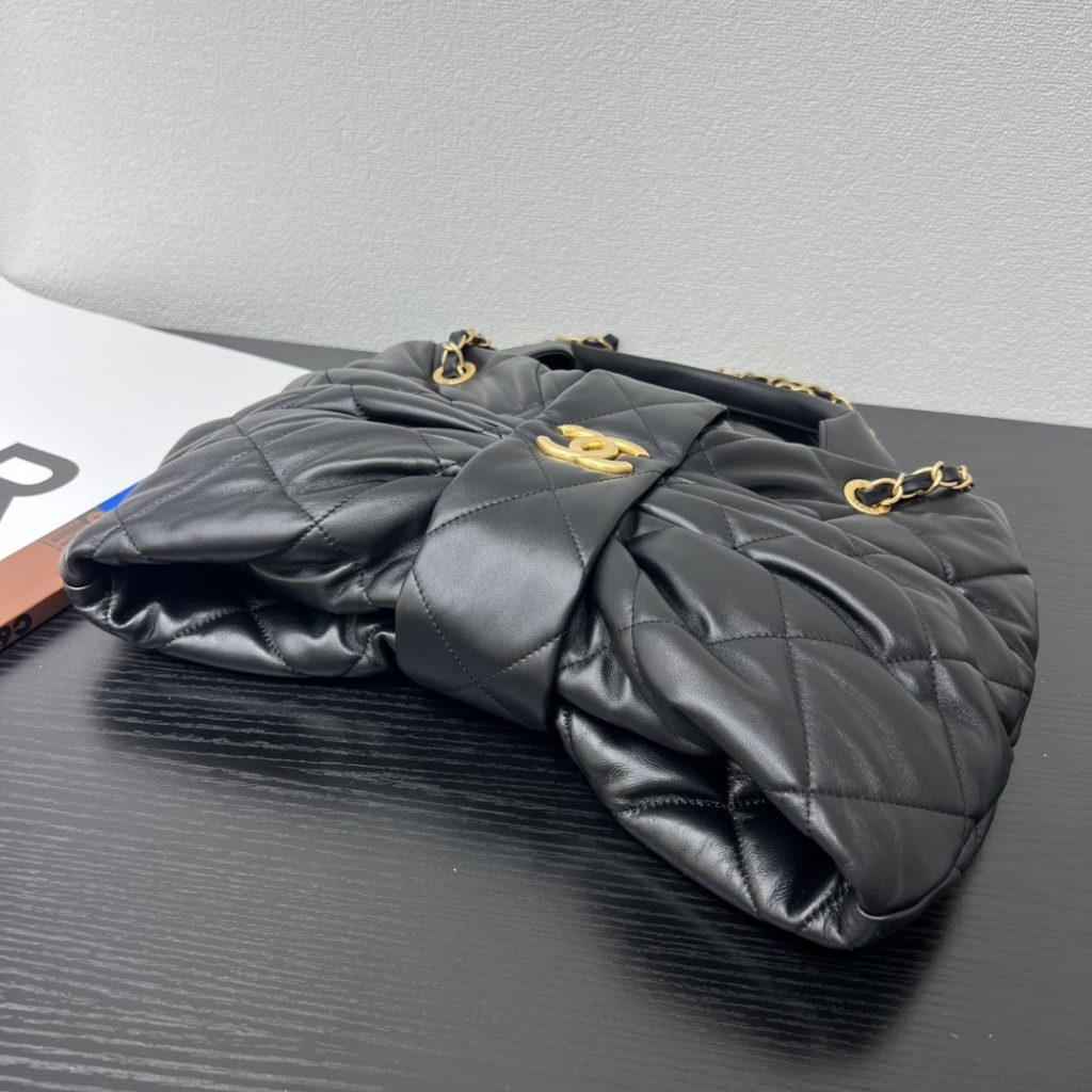 Chanel 25K Roulis Bow Hobo Medium in Lambskin with Magnetic Snap for Handheld Shoulder Carry