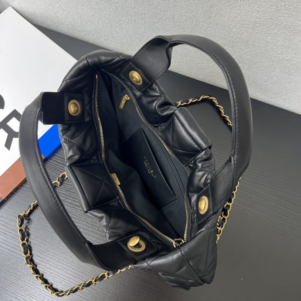 Chanel 25K Roulis Bow Hobo Medium in Lambskin with Magnetic Snap for Handheld Shoulder Carry