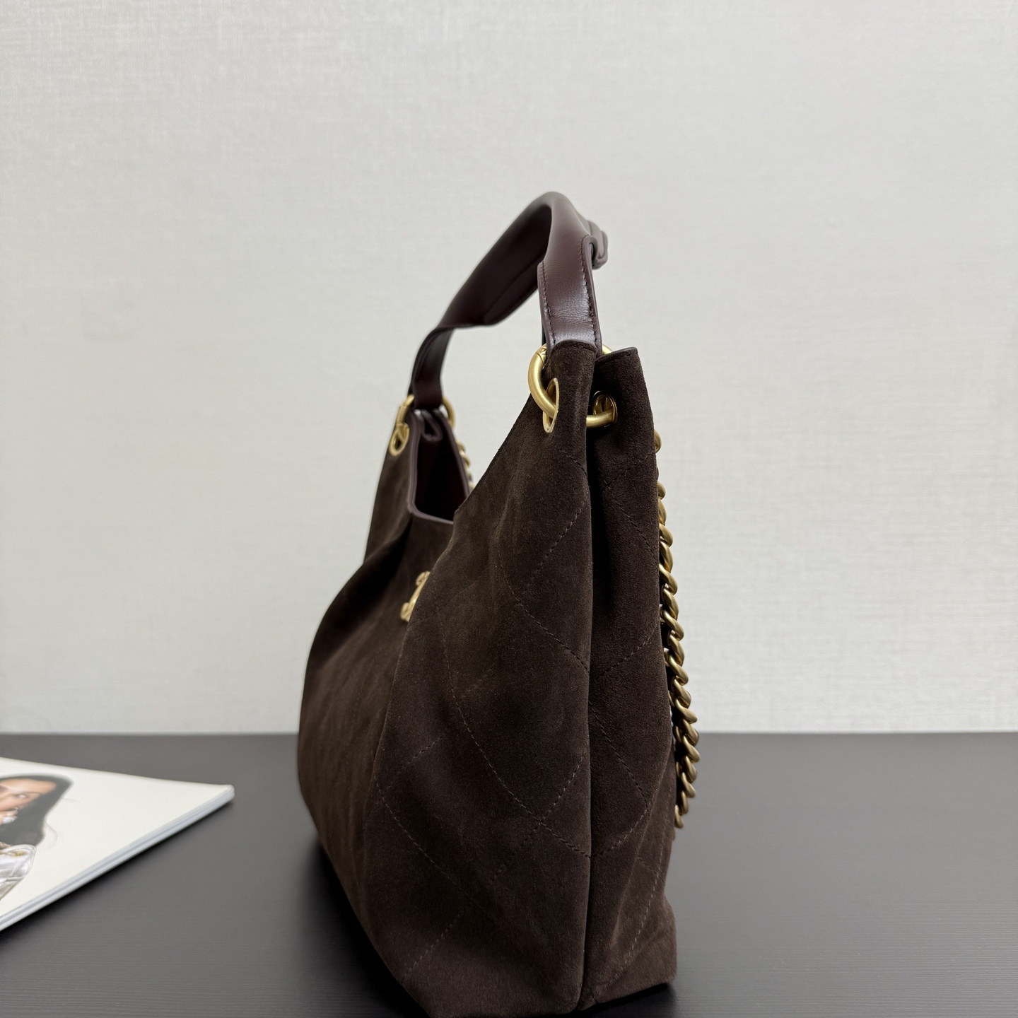 Chanel Hobo Bag in Soft Suede with Slip Top for Handheld Shoulder Crossbody Carry