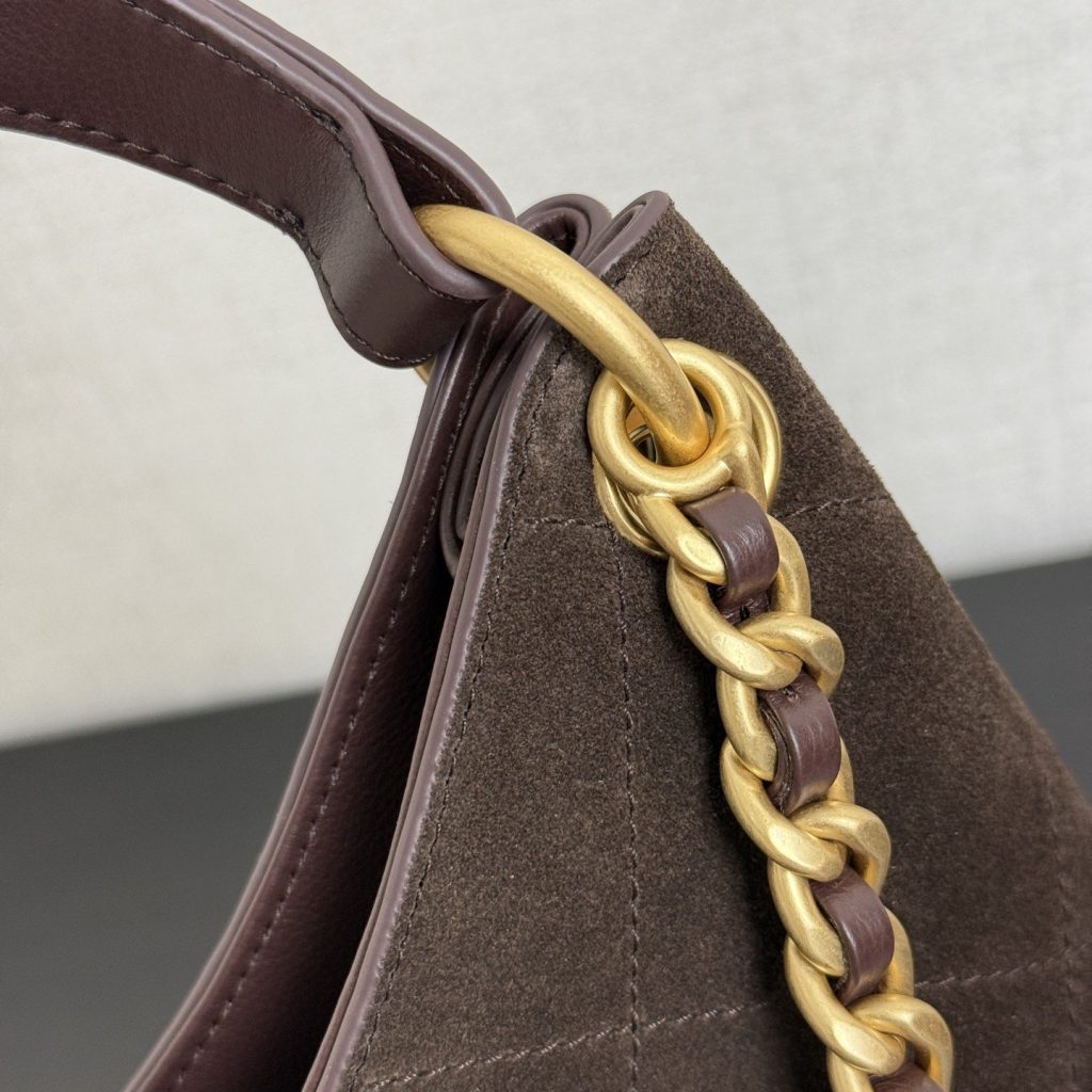 Chanel Hobo Bag in Soft Suede with Slip Top for Handheld Shoulder Crossbody Carry