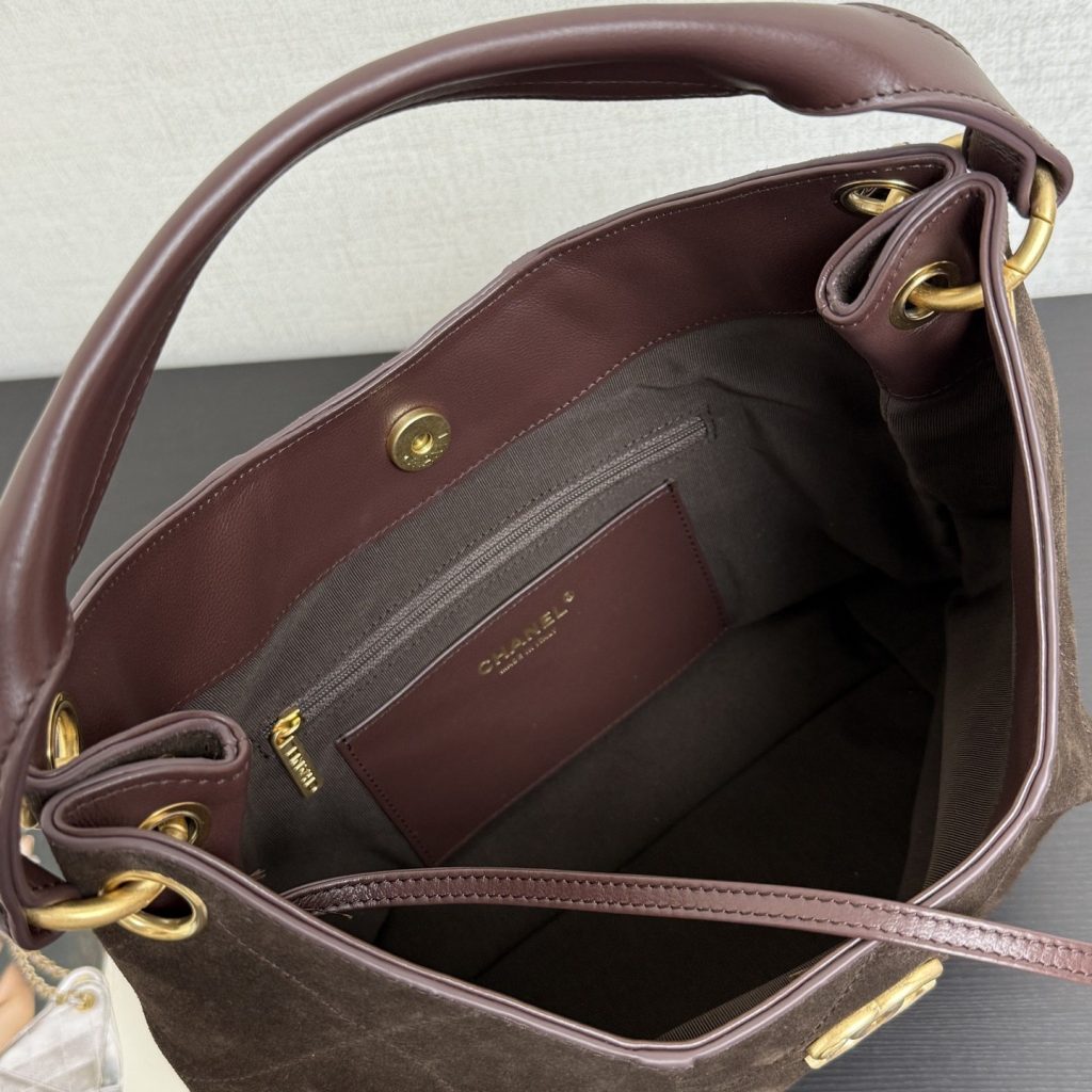 Chanel Hobo Bag in Soft Suede with Slip Top for Handheld Shoulder Crossbody Carry
