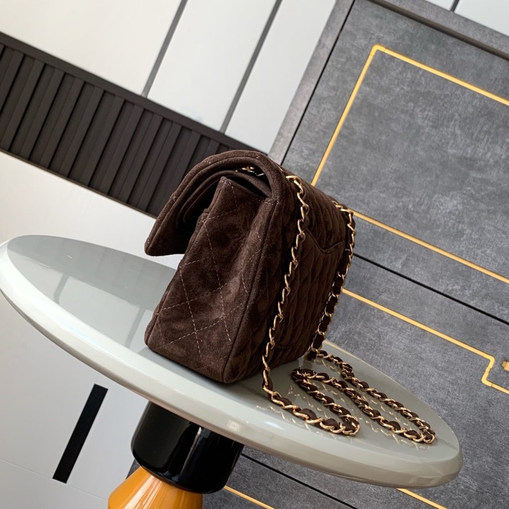 Chanel Classic Flap Medium in Suede with Twist Lock for Shoulder Crossbody Bag Carry