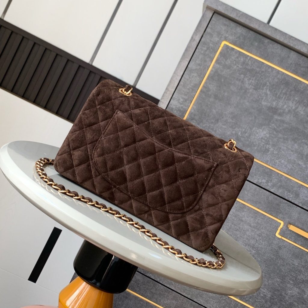 Chanel Classic Flap Medium in Suede with Twist Lock for Shoulder Crossbody Bag Carry