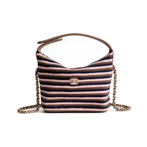 Chanel Bucket Bag Medium in Knitted Wool/Cotton Blend with Open Top Closure for Hand Shoulder Carry
