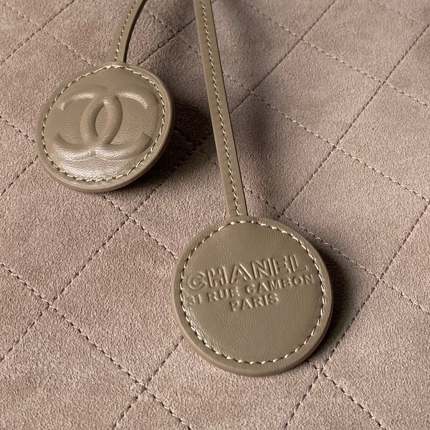 Chanel Bucket Bag in Soft Suede with Open Top for Handheld Shoulder Crossbody Carry