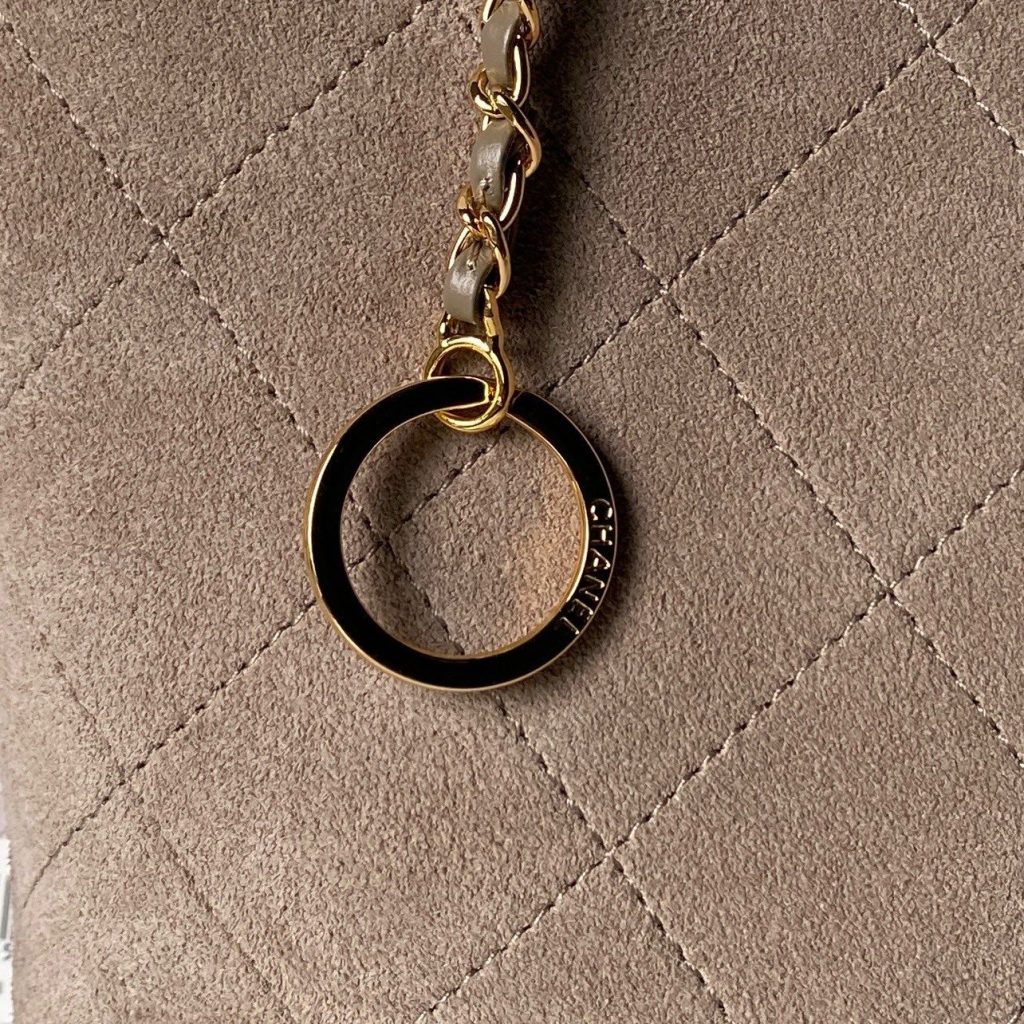 Chanel Bucket Bag in Soft Suede with Open Top for Handheld Shoulder Crossbody Carry