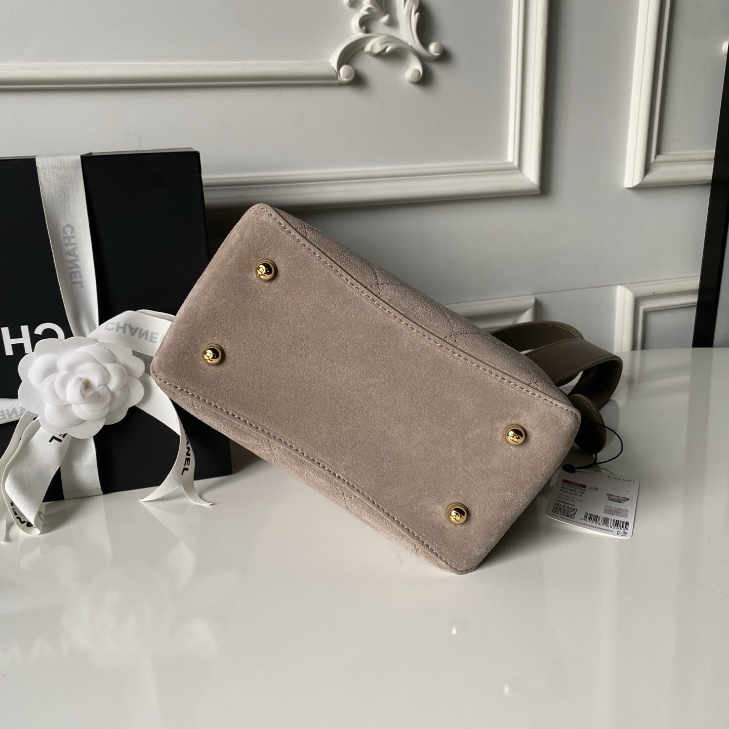 Chanel Bucket Bag in Soft Suede with Open Top for Handheld Shoulder Crossbody Carry
