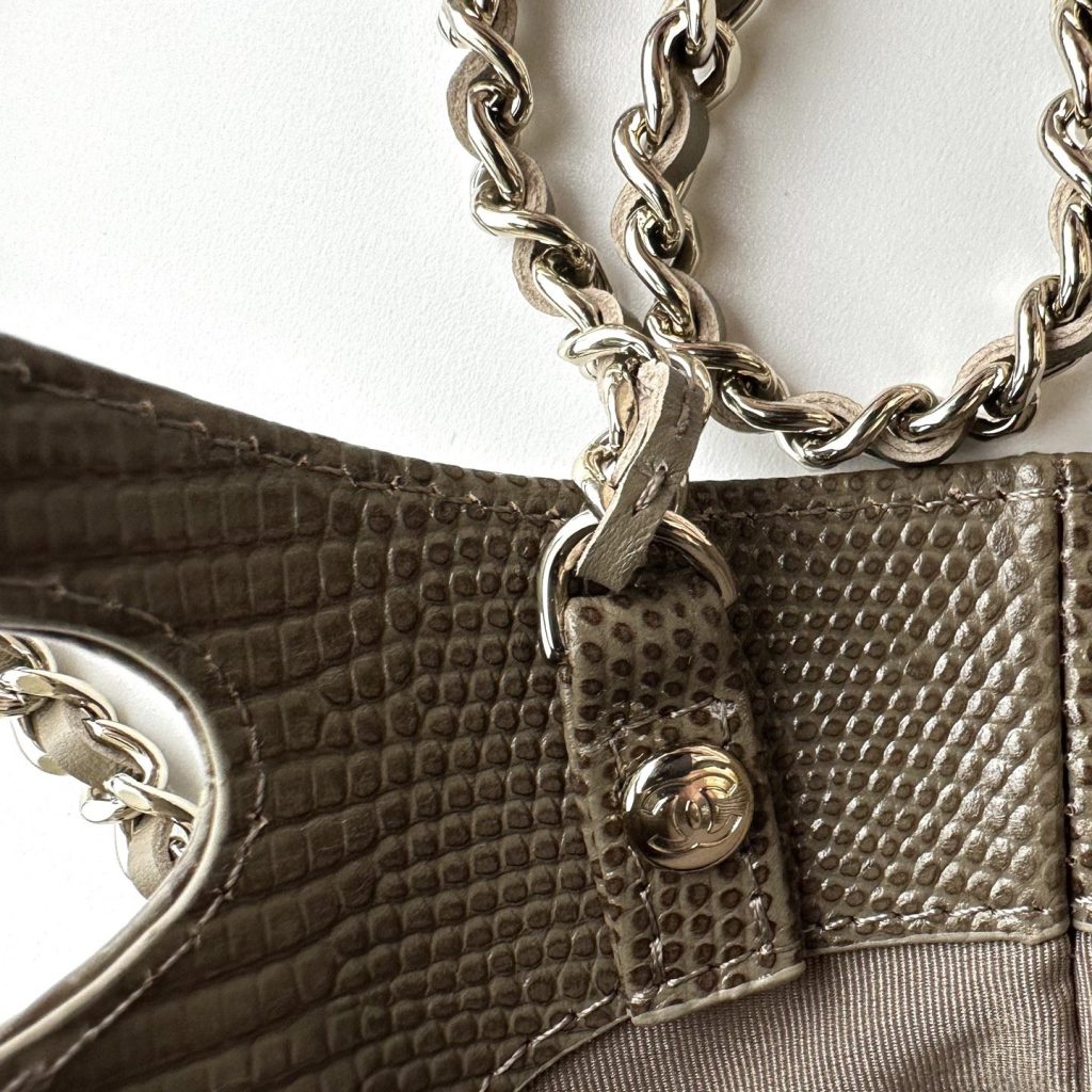 Chanel Nano 31 Lizard-embossed Calfskin Crossbody Bag with Magnetic Snap for Hand and Shoulder Carry