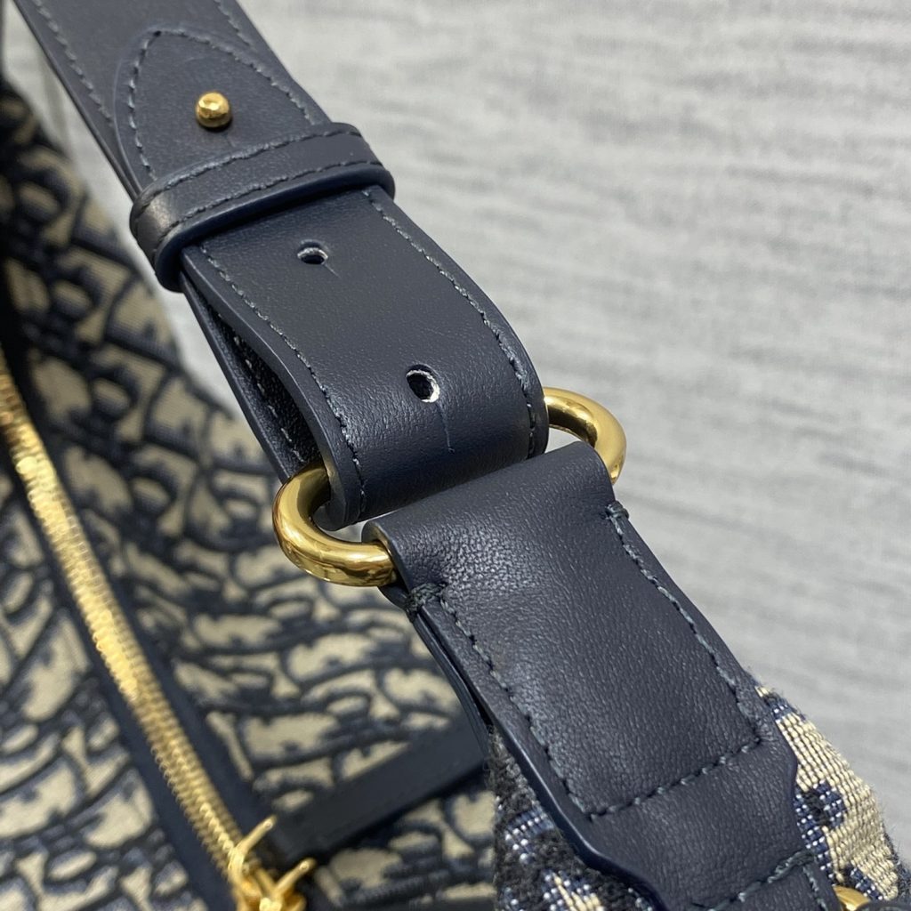 Dior Book Tote in Oblique Canvas with Lambskin Leather Trim and Zipper for Handheld Shoulder Carry
