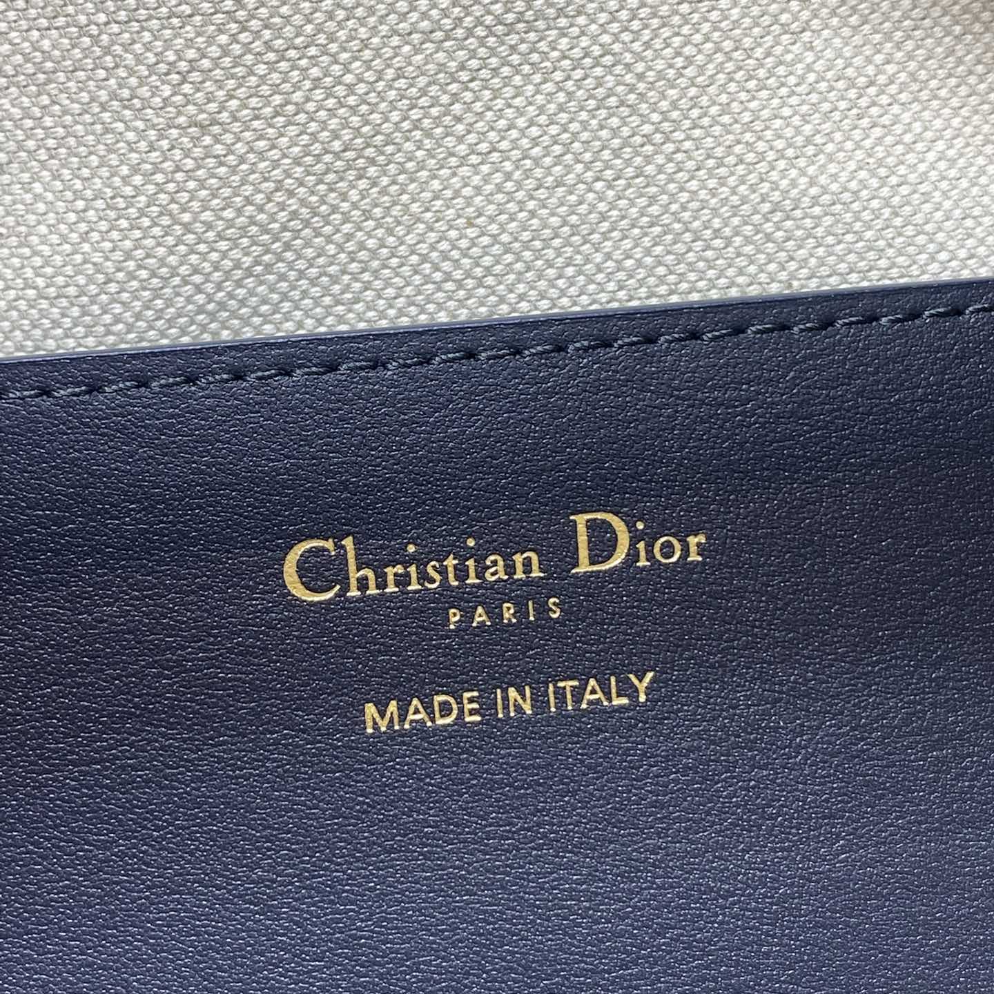 Dior Book Tote in Oblique Canvas with Lambskin Leather Trim and Zipper for Handheld Shoulder Carry