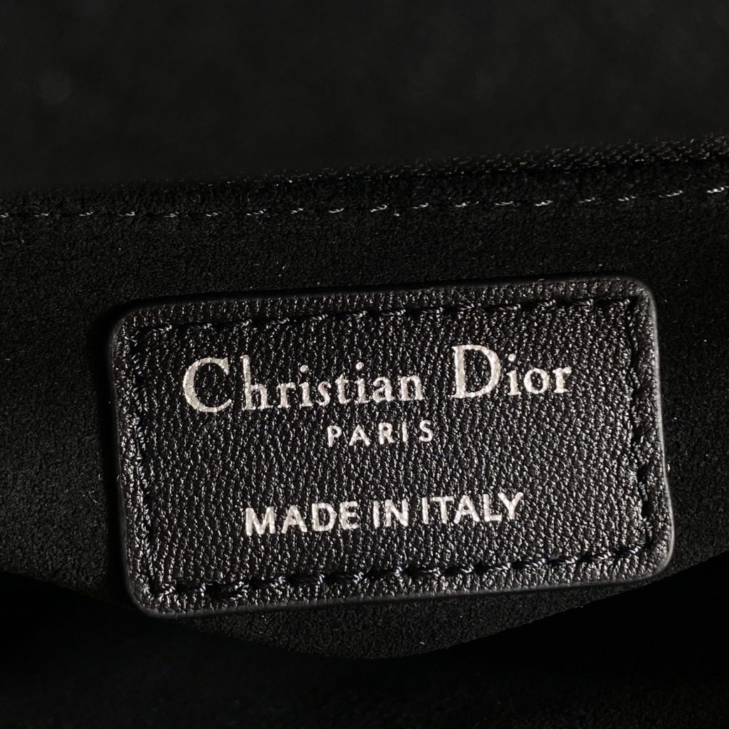 Dior Lady in Black Cannage Lambskin with White Birds Pink Flowers Embroidery and Magnetic