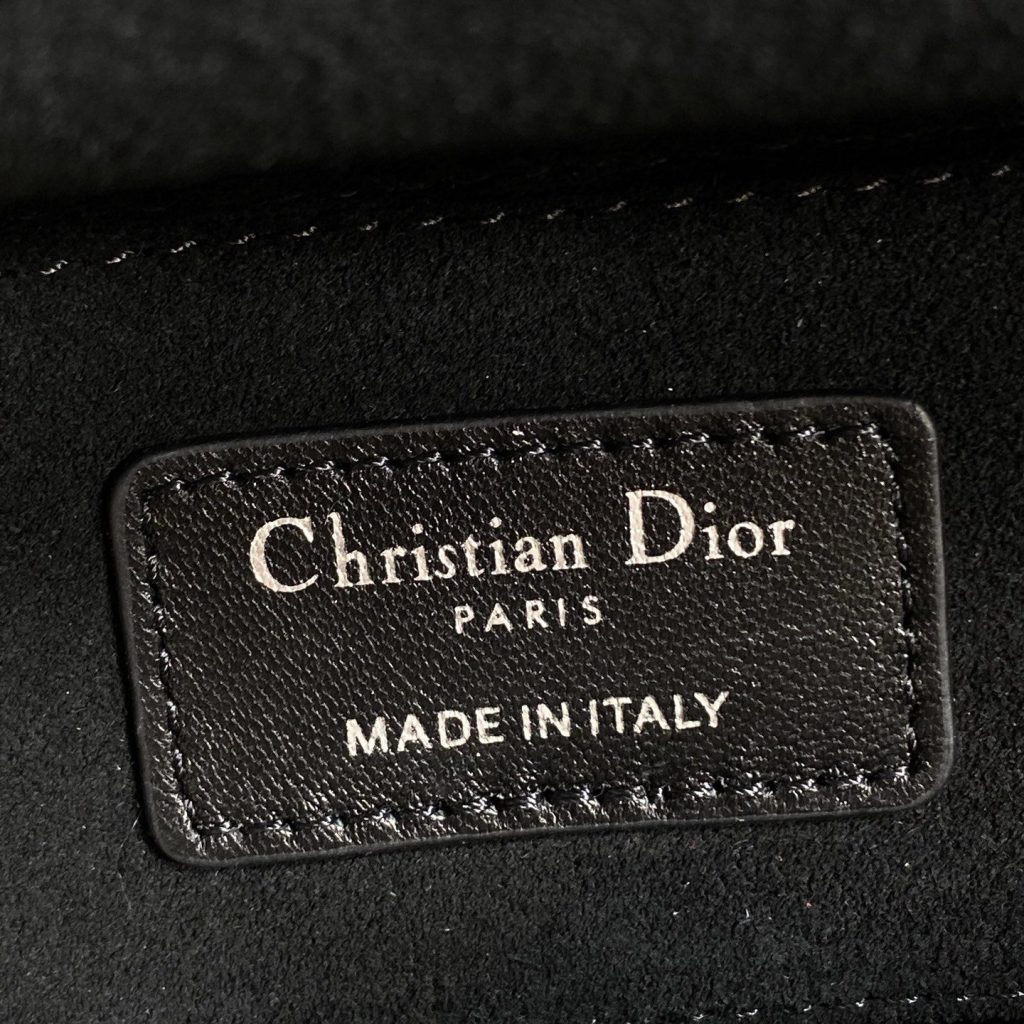 Dior Lady in Black Cannage Embroidered Leather with Magnetic Snap for Handheld Carry