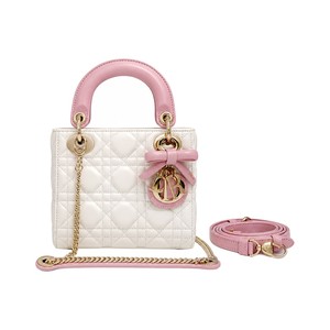 Dior Lady in Cannage Lamé Leather with Magnetic Snap for Handheld Shoulder Bag Carry