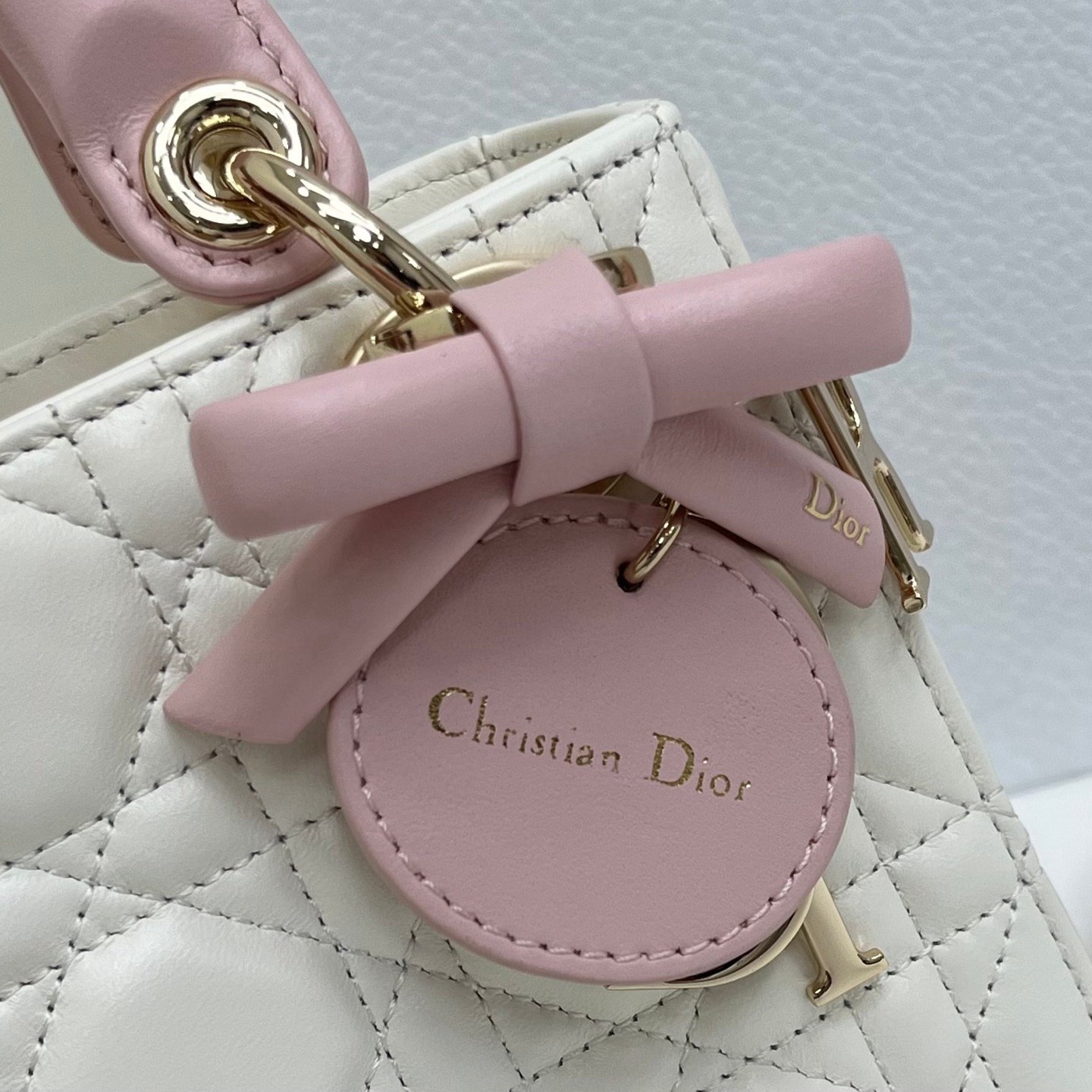 Dior Lady in Cannage Lamé Leather with Magnetic Snap for Handheld Shoulder Bag Carry