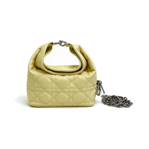Dior Lady in Cannage Lamé Leather with Top Handle and Magnetic Snap for Handheld Shoulder Carry