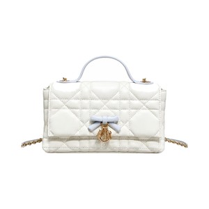 Dior Lady in Cannage Lamé Leather with Magnetic Snap for Handheld Shoulder Crossbody Carry