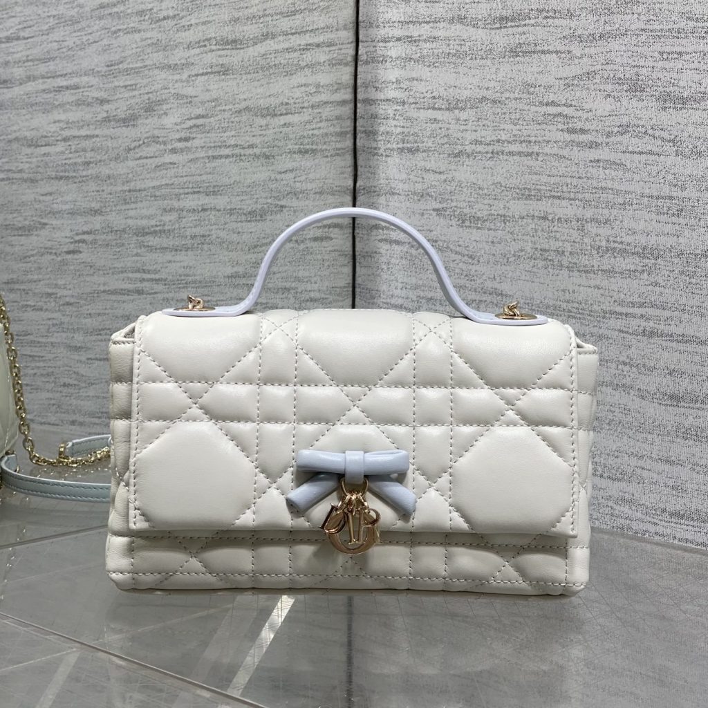 Dior Lady in Cannage Lamé Leather with Magnetic Snap for Handheld Shoulder Crossbody Carry