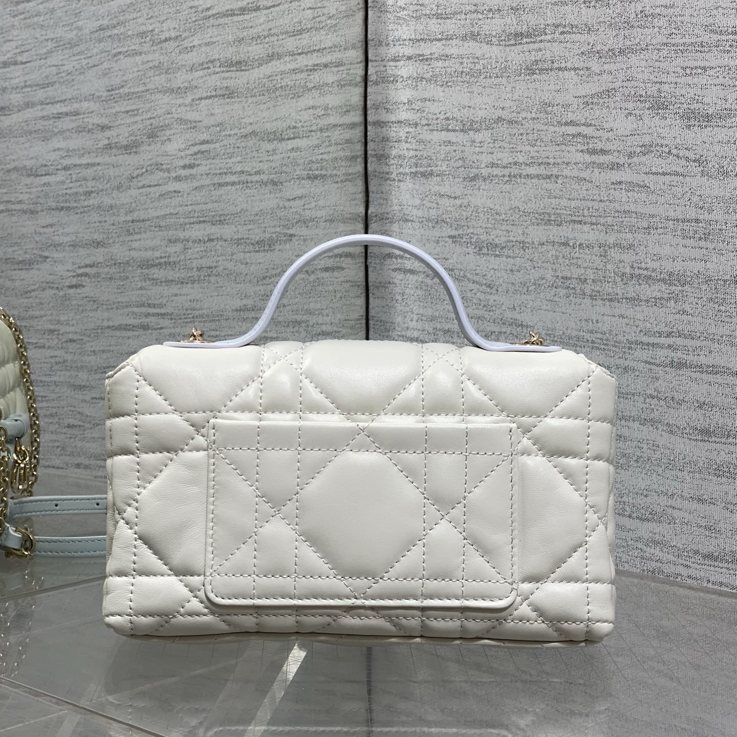 Dior Lady in Cannage Lamé Leather with Magnetic Snap for Handheld Shoulder Crossbody Carry