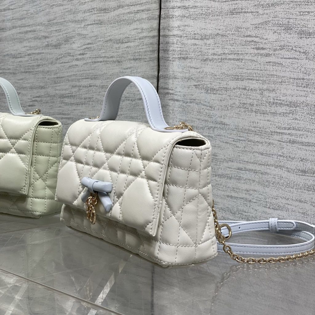Dior Lady in Cannage Lamé Leather with Magnetic Snap for Handheld Shoulder Crossbody Carry