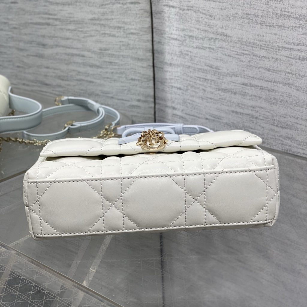 Dior Lady in Cannage Lamé Leather with Magnetic Snap for Handheld Shoulder Crossbody Carry