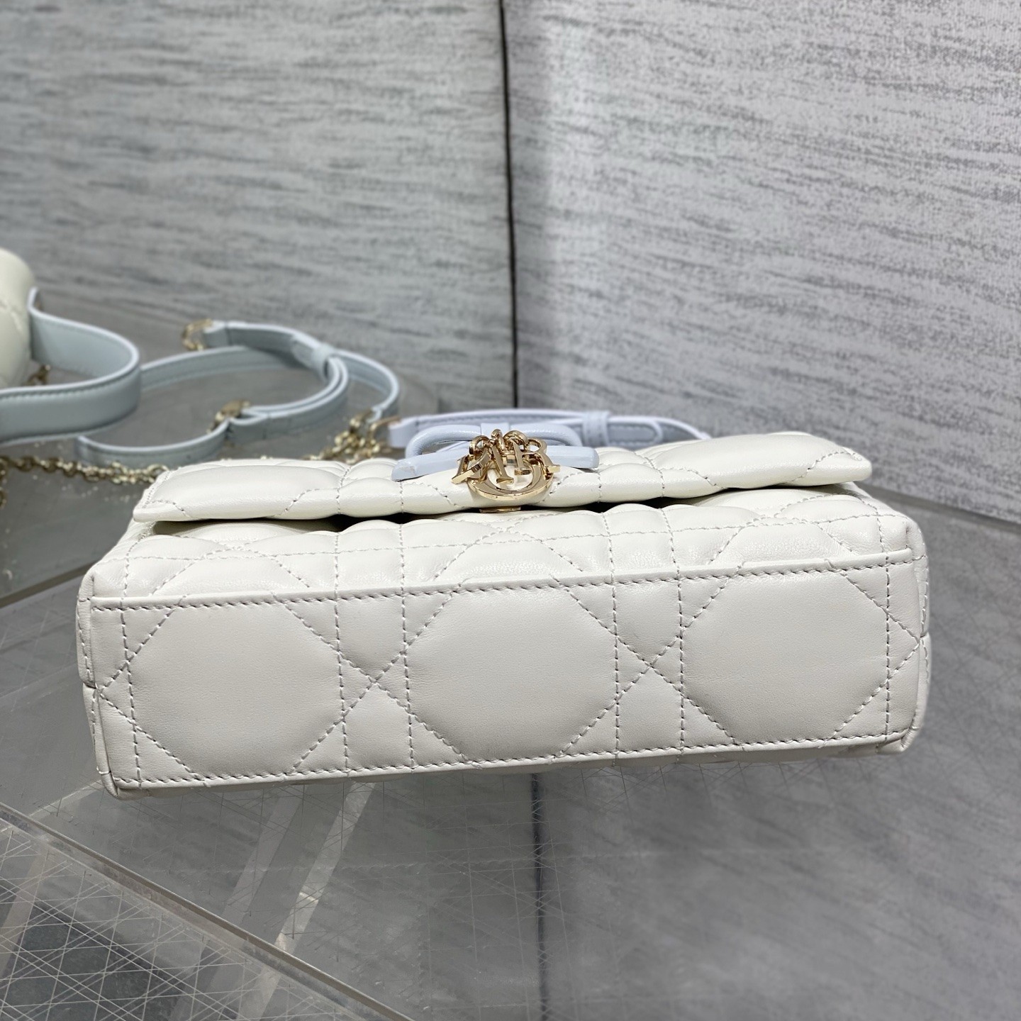 Dior Lady in Cannage Lamé Leather with Magnetic Snap for Handheld Shoulder Crossbody Carry