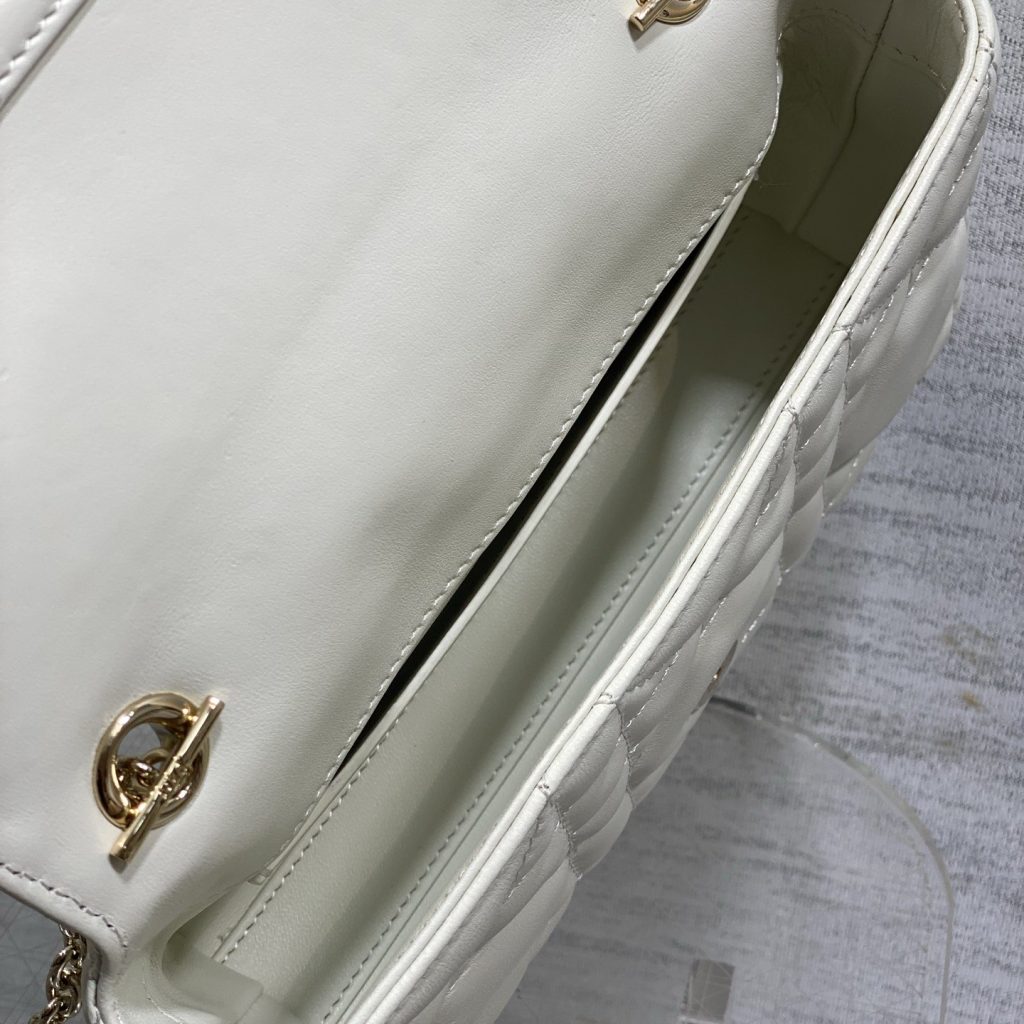 Dior Lady in Cannage Lamé Leather with Magnetic Snap for Handheld Shoulder Crossbody Carry