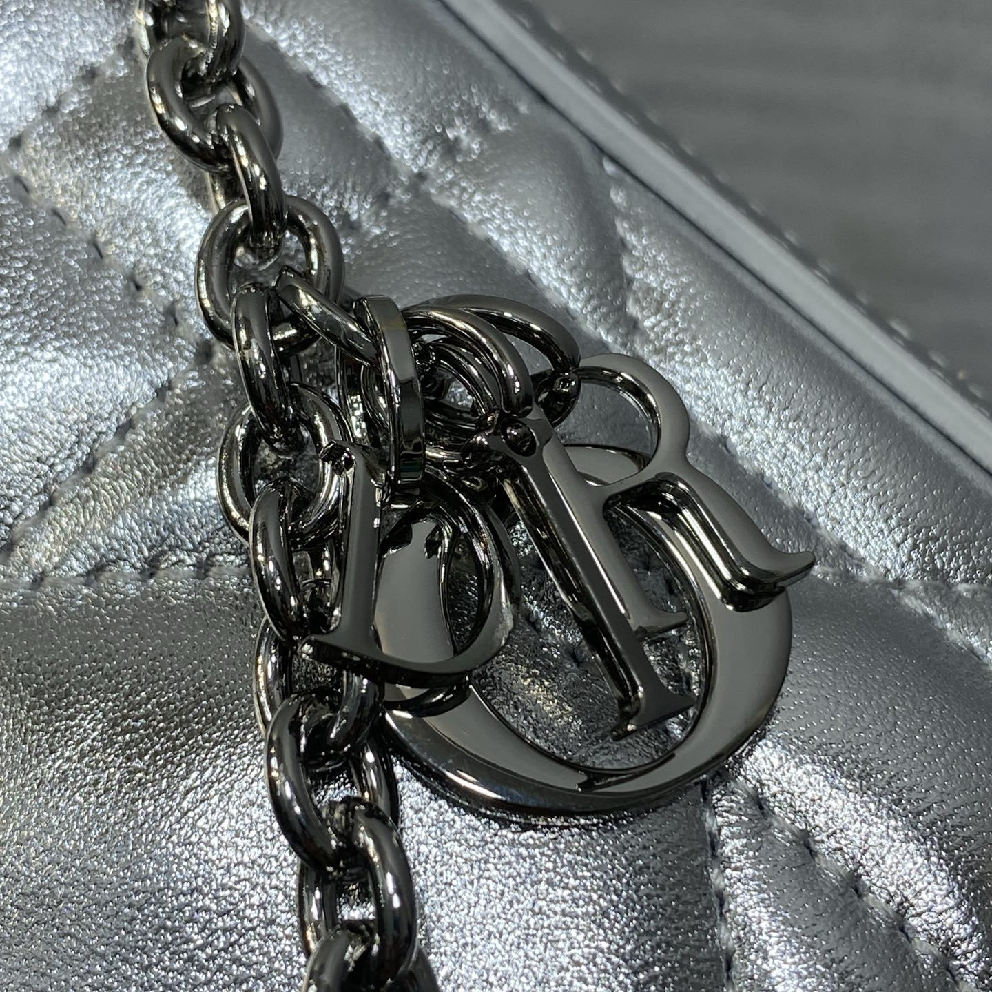 Dior Lady in Metallic Lamé Leather with Zipper for Shoulder Crossbody Bag Carry