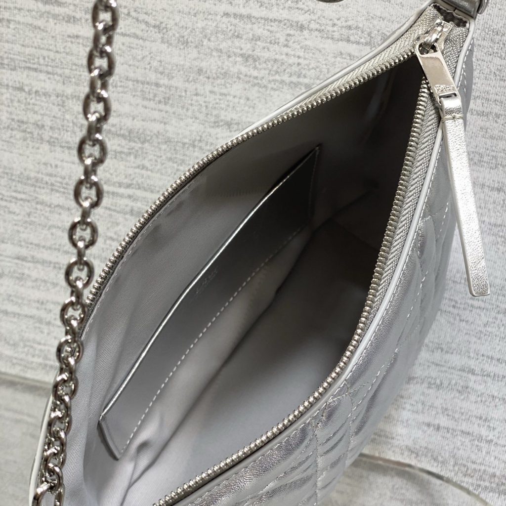 Dior Lady in Metallic Lamé Leather with Zipper for Shoulder Crossbody Bag Carry