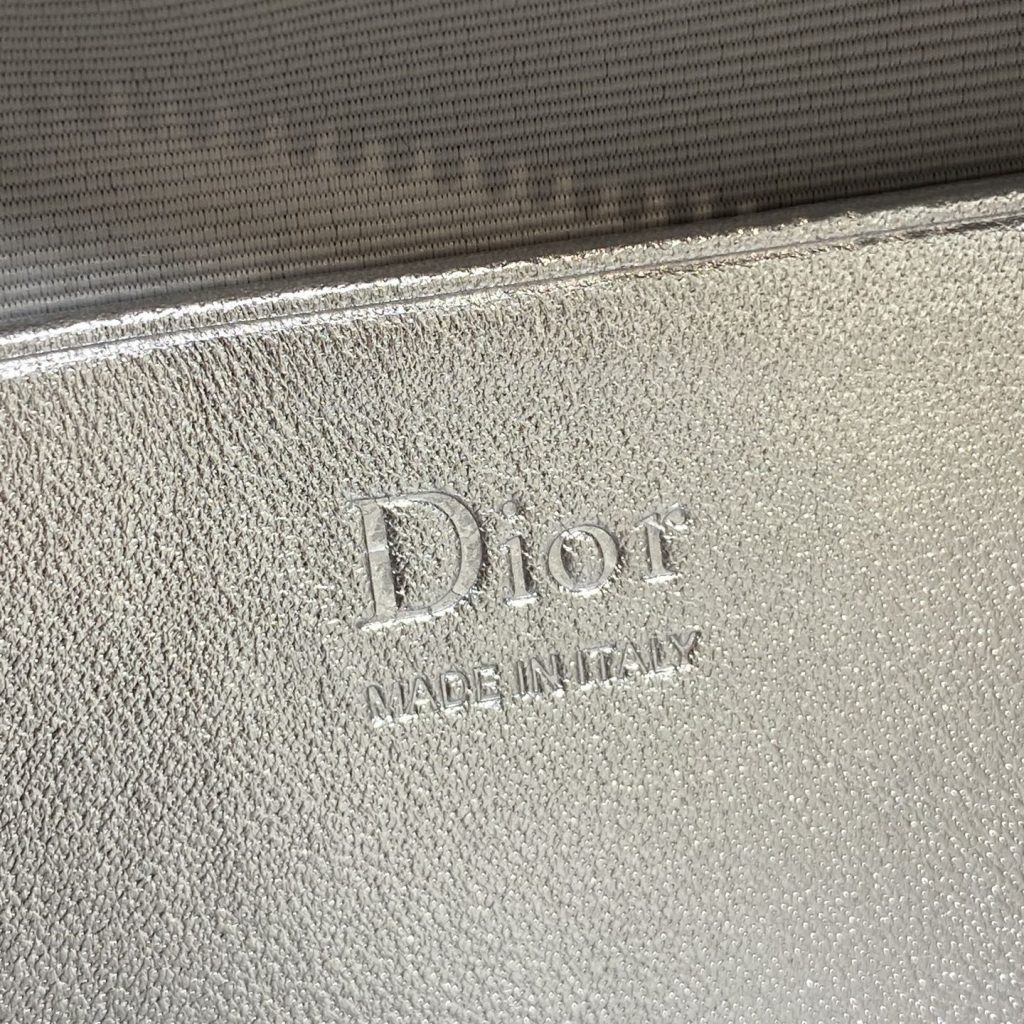 Dior Lady in Metallic Lamé Leather with Zipper for Shoulder Crossbody Bag Carry