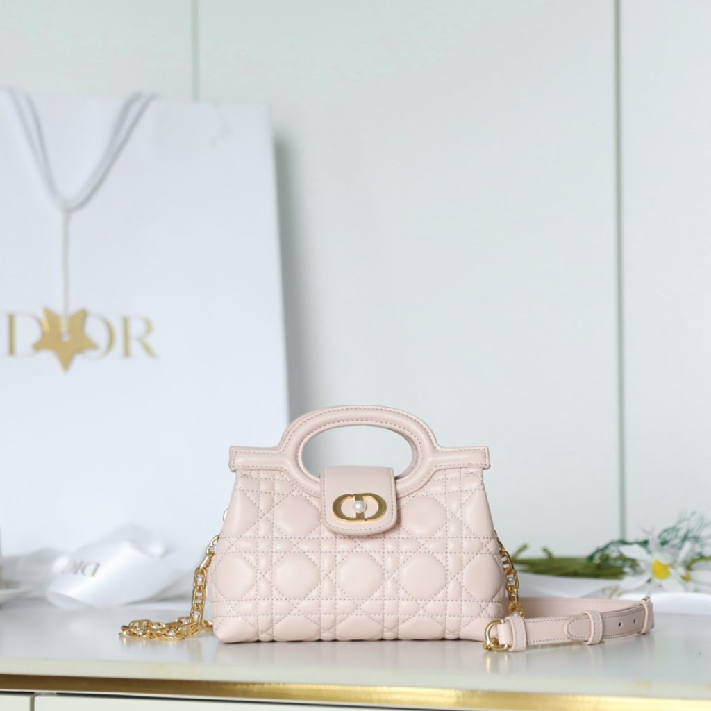 Dior Lady in Cannage Lamé Leather with Magnetic Snap for Handheld Shoulder Carry