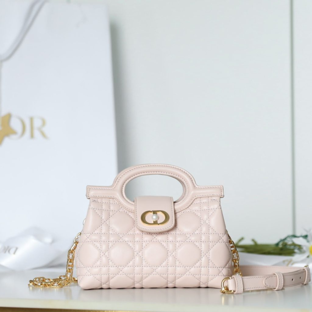 Dior Lady in Cannage Lamé Leather with Magnetic Snap for Handheld Shoulder Carry