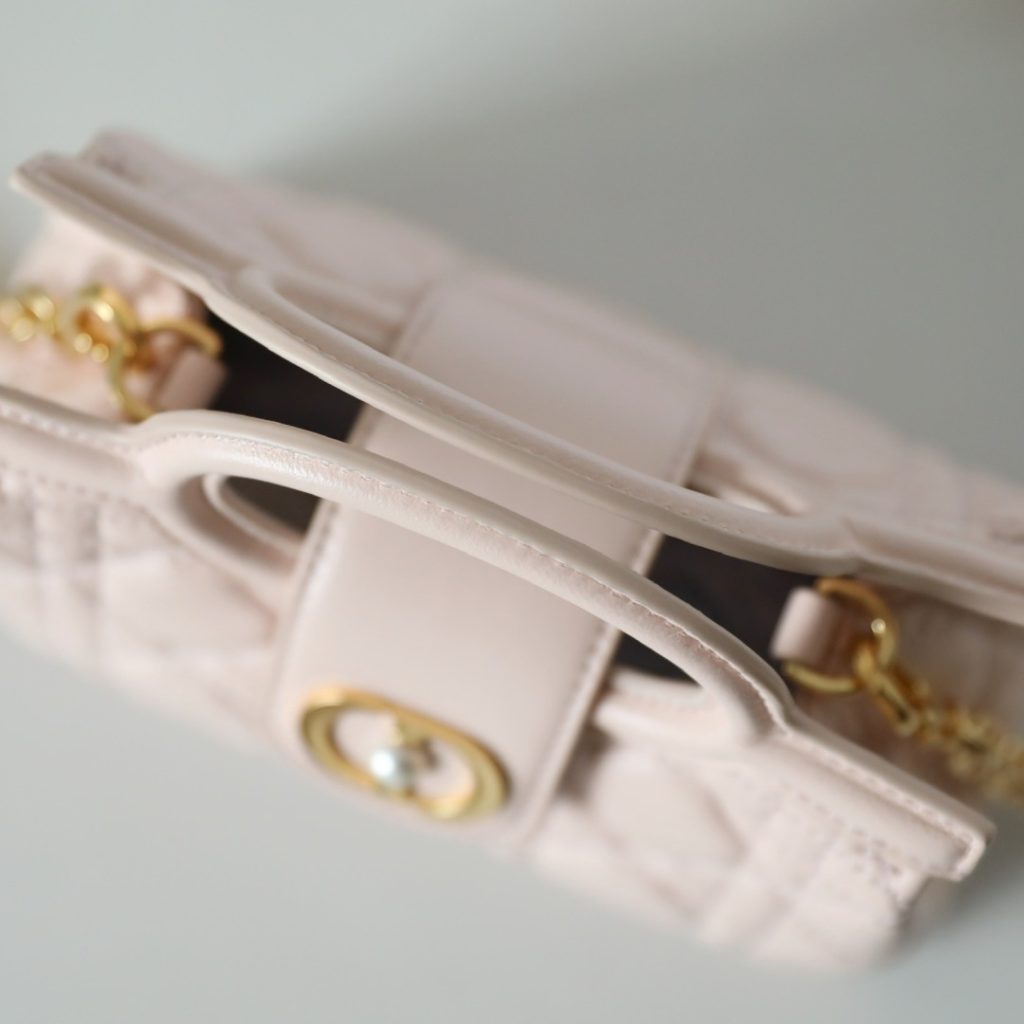 Dior Lady in Cannage Lamé Leather with Magnetic Snap for Handheld Shoulder Carry