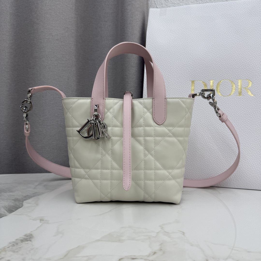 Dior Book Tote in Cannage Alcantara with Open Top Mini for Handheld Shoulder Carry