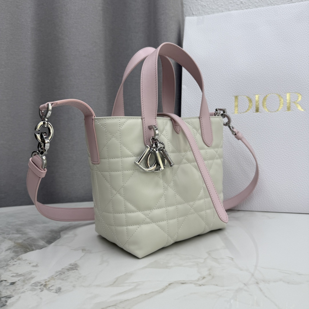 Dior Book Tote in Cannage Alcantara with Open Top Mini for Handheld Shoulder Carry