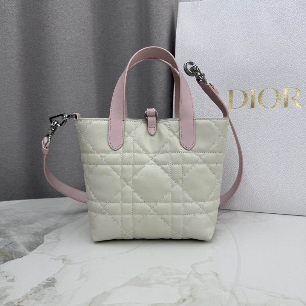 Dior Book Tote in Cannage Alcantara with Open Top Mini for Handheld Shoulder Carry