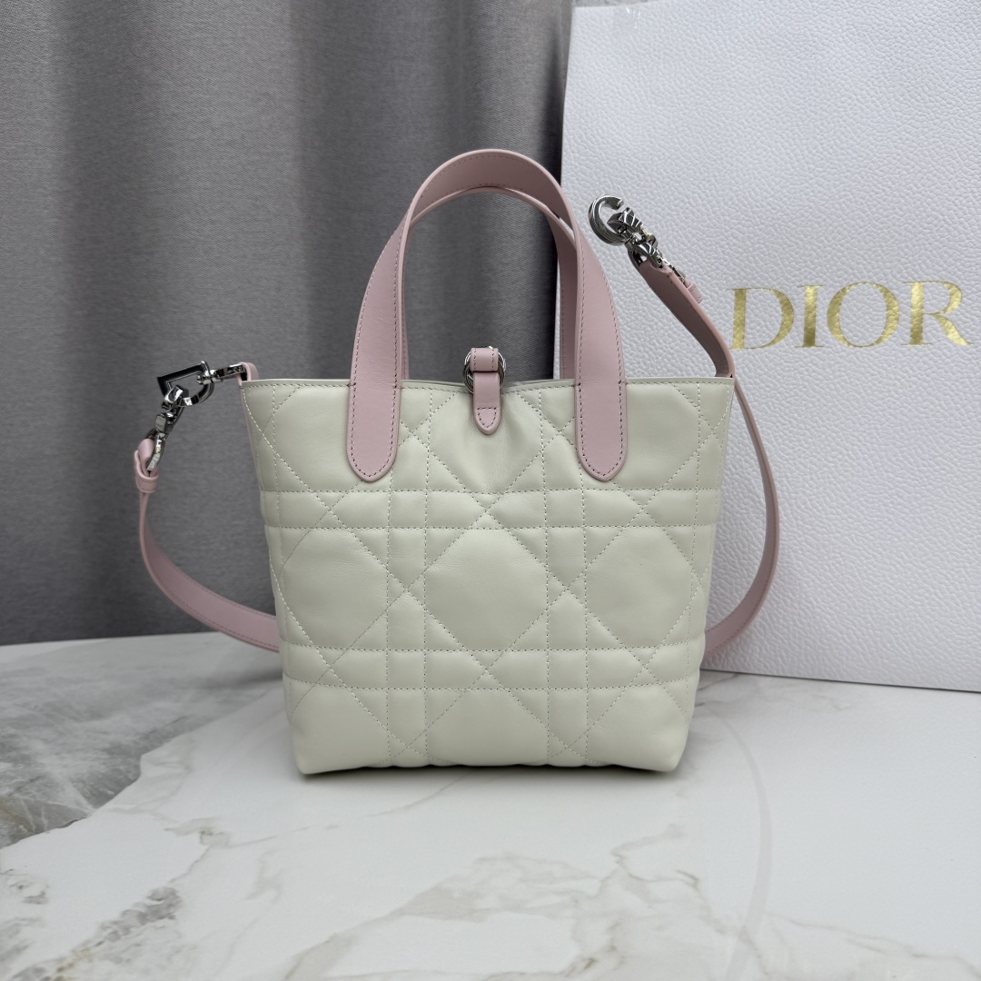 Dior Book Tote in Cannage Alcantara with Open Top Mini for Handheld Shoulder Carry