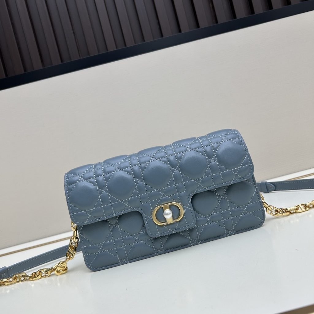 Dior Lady Mini in Cannage Lamé Quilted Leather with Magnetic Snap Designer Bag