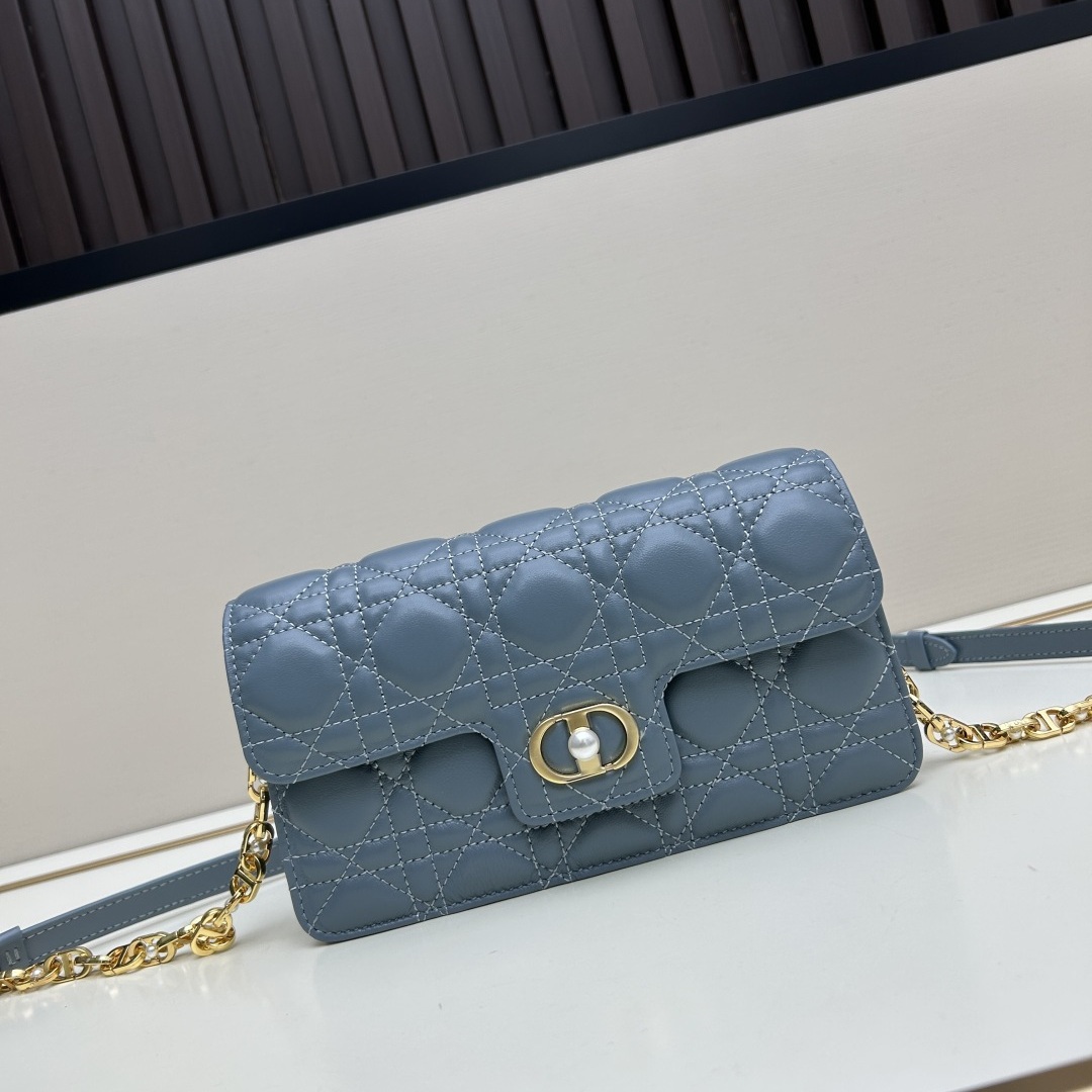 Dior Lady Mini in Cannage Lamé Quilted Leather with Magnetic Snap Designer Bag