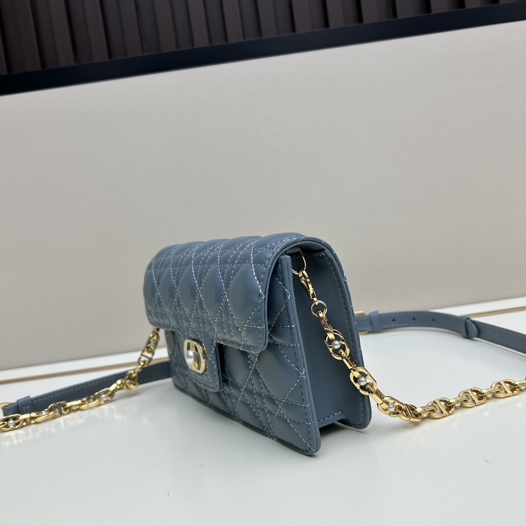 Dior Lady Mini in Cannage Lamé Quilted Leather with Magnetic Snap Designer Bag