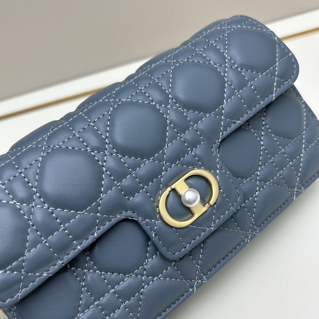 Dior Lady Mini in Cannage Lamé Quilted Leather with Magnetic Snap Designer Bag