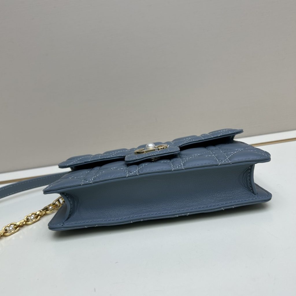 Dior Lady Mini in Cannage Lamé Quilted Leather with Magnetic Snap Designer Bag